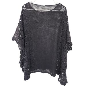 Eberjey Crochet‎ Boxy Boho Grey Cover Beach Vacation Resortwear Summer Coastal